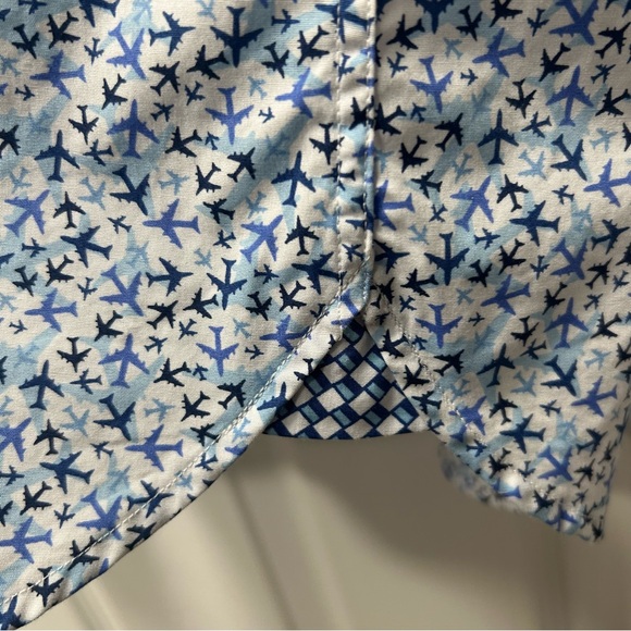 Johnston & Murphy Men’s Short Sleeved Shirt, XL, Airplane Print, Blue & White - Picture 6 of 10